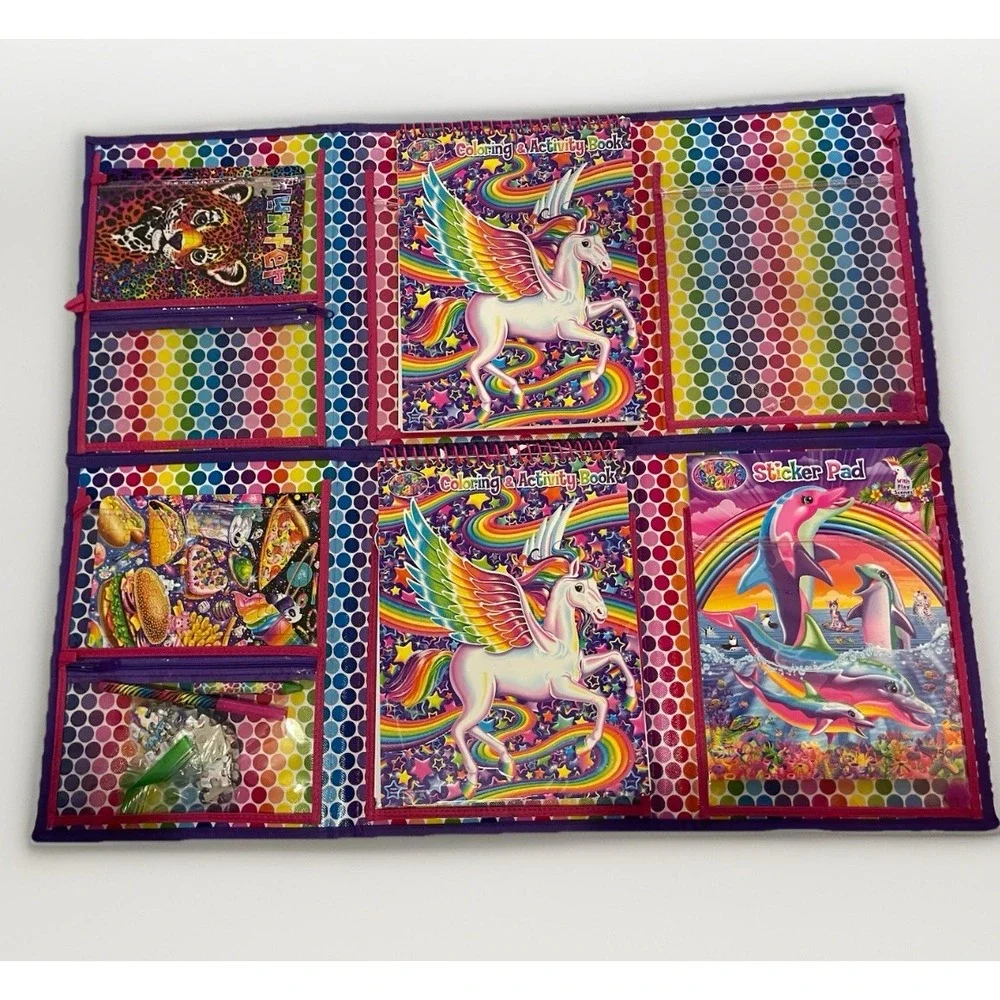 Lisa Frank Unicorn‎ Trifold Portfolio & Coloring Sticker Activity Books Lot
